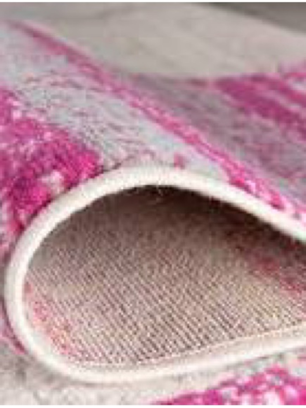 Pink and Cream Geometric Runner Rug 2x7 ft - Picture 3 of 5